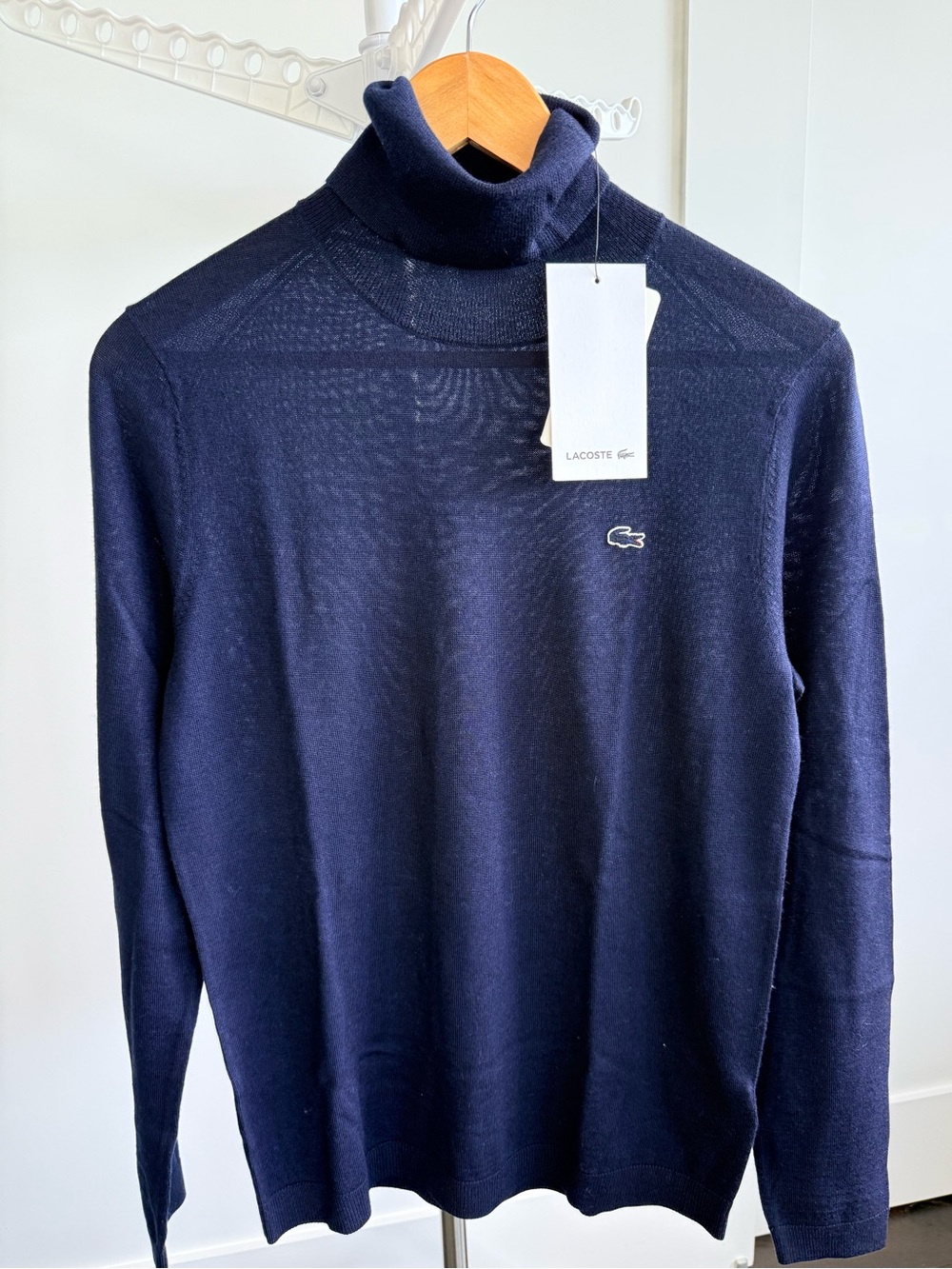 Lacoste Men's Dark Navy 100% Wool Turtleneck Sweater